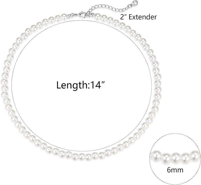 Zeffy Pearl Necklace 4MM/6MM/8MM Dainty Round Imitation Pearl Choker Necklace Wedding Pearl Necklace Delicate Jewelry for Women Simple Bridesmaid Jewelry Gifts - Image 5